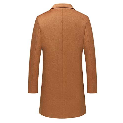 Image of PRIJOUHE Men's Wool Coat Hoodie Long Trench Coat Cotton Casual Woollen Overcoat Jacket