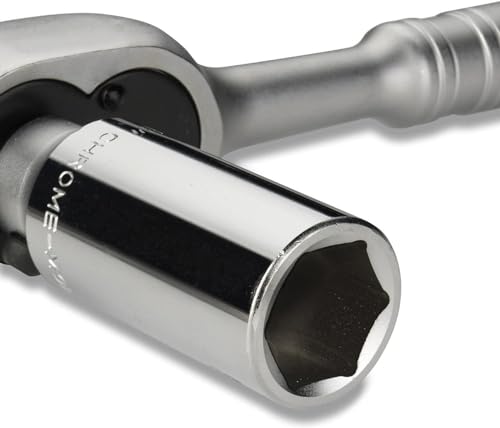 Image of Neiko 03029A 1 /2 inch Scaffold Ratchet Wrench | 9.5 inch Length | 36 Tooth Hammer Tip Head | Includes 7 /8 inch 6 Point Deep Socket | Cr-V Steel 