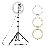 10 Inch Professional LED Ring Light Kit with Phone Mount, Camera Mount and 7 Feet Tripod Stand for Vloggers, Makeup Artists, Youtubers and Influencers