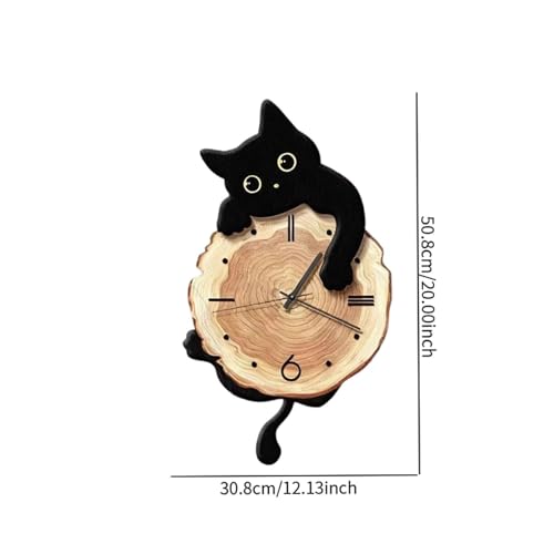Horloge murale chat silencieuse avec queue à pendule art déco salon - 7