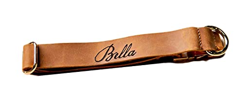 Personalized Distressed Leather Dog Collar With Metal Buckle by Left Coast Original