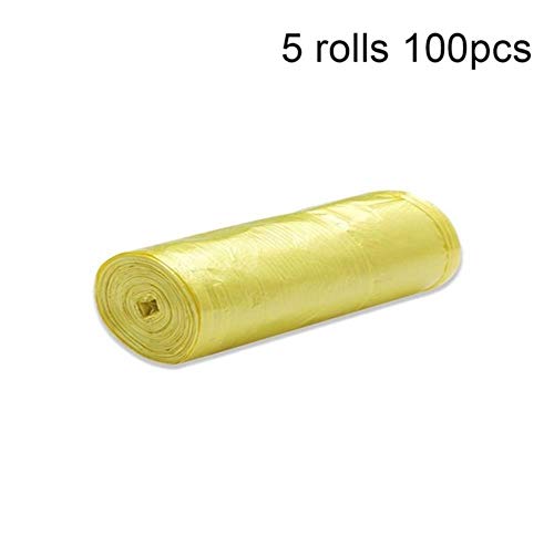 TINGS 5 Rolls 100pcs Disposable Garbage Bag Kitchen Rubbish Bags Plastic Garbage Bag Kitchen Waste Bag Plastic Trash Bag Kitchen tools,Yellow Vest
