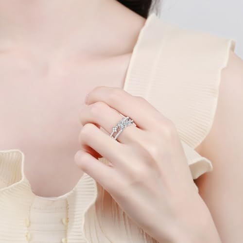 Bague moissanite argent 925 StarGems creuse quatre griffes chic