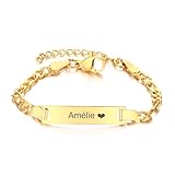 Bracelet élégant: Les bracelets pour enfants sont fabriqués à la main après la commande,c'est pourquoi ils séduisent par leur coupe simple et leur finition de haute qualité.Le style intemporel et minimaliste associé à la gravure personnelle fera un cadeau unique mais en même temps pratique pour longtemps !