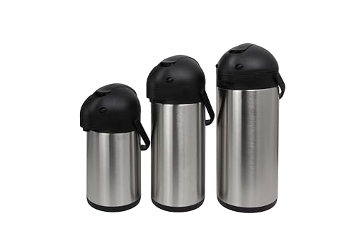 Foto von METRO Professional Airpot Pumpkanne, 1.9L, Edelstahl, Isolierkanne mit Zapfhahn, hält 12h heiß & 24h kalt, schwenkbarer Griff, Abnehmbarer Deckel, Silber