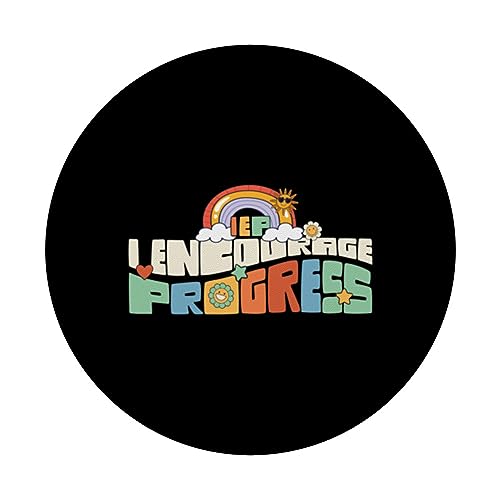 I Encourage Progress ABA Therapist Sped Teacher Groovy PopSockets Swappable PopGrip, Black - Image 3