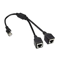 RJ45 Splitter Adapter, RJ45 Male 1 to 2 Female Port Ethernet Socket Connector, Splitter LAN Ethernet Network Plug Cable for Cat5 Cat5e Cat6 Cat7