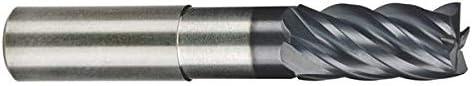 RedLine Tools - 3/8 (.3750) Single End Square Carbide End Mill, AlCrN Coating, 5 Flute 1.6250 LOC, Round Shank, 40° Helix Angle, 3.5000 OAL - REX5088