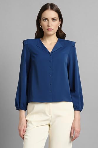 Image of Van Heusen Women Polyester Regular Fit Solid Full Sleeve Casual Shirt