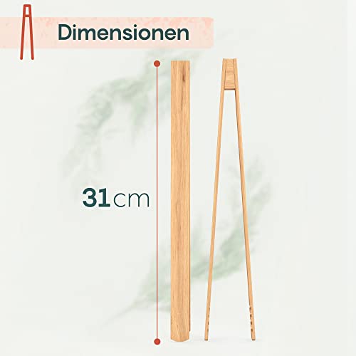 Grillzange Holz Natur aus unbehandeltem Buchenholz, geleimt, 30cm, Holzzange zum Grillen geriffelt mit festem Griff