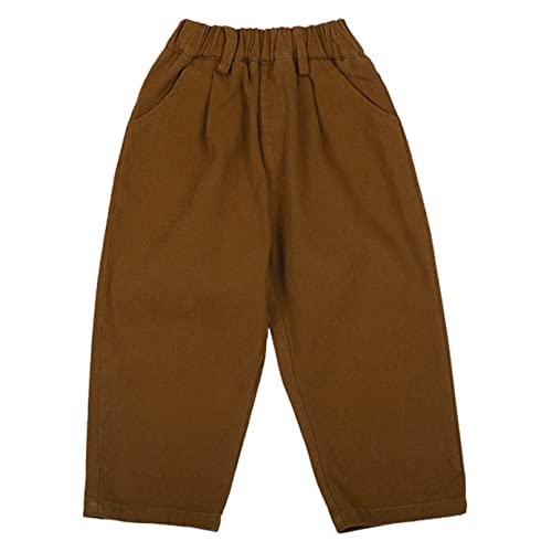 iiniim Toddler Kids Boys Loose Long Pants Elastic Waist Casual Linen Solid Trousers