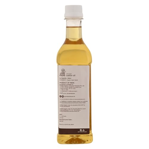 Image of Pure & Sure Organic Cold Pressed Castor Oil 500 Ml | For Hair Growth, Eyelashes, Eyebrows & Skin (Pack of 3)
