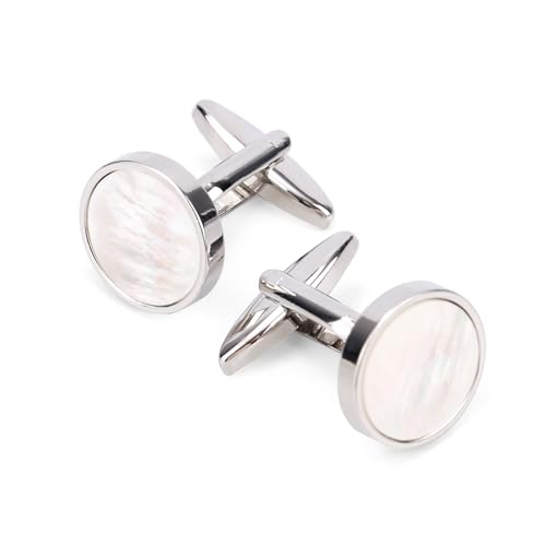 2pcs Boutons Manchette en Nacre pour Hommes, Boutons Manchette Ronds Classiques Accessoires Joaillerie pour Mariage Fête Anniversaire et Tenue Habillée