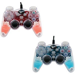 PS3 Lava Glow Wired Controller Twin Pack