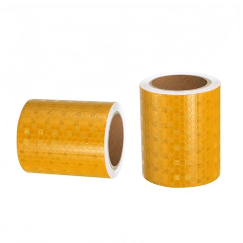 SUKOUSRAM Reflective Stickers 2 Inch x 10 Ft High Visibility Waterproof Self Adhesive Caution Warning Safety Tape Reflector for Bicycles Motocycles Trucks Trailers Cars,2 Roll of Yellow