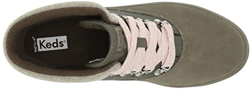 Keds Women's Camp Boot Suede Spalash Twill Velvet Rain, Olive, 8 #TOP4