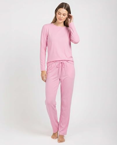 Image of Real Essentials 2 Pack: Women's Long Sleeve Pajama Sets - Soft Comfy 2 Piece PJ Set Matching Ladies Sleepwear (Plus Size)