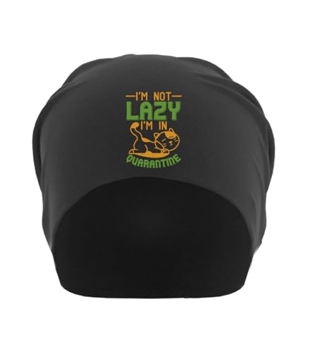 Bonnet en coton fin noir motif chat lazy pour adulte unisexe