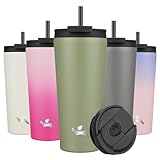 Konokyo 22 OZ Insulated Tumbler with Lid and 2 Straws Stainless Steel Water Bottle Vacuum Travel Mug Coffee Cup,ArmyGreen