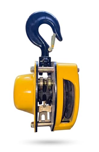 Image of PULMAN Chain Pulley Block 1 Ton | Hand Chain Hoist 1T 3 Meter Lift | Grade 80 Alloy Steel | Heavy Duty Manual Hoist for Workshop, Warehouse, Construction (Yellow)
