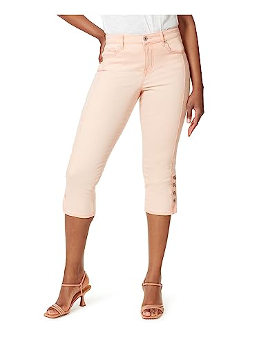 Anne Klein Jeans Womens Coral Zippered Pocketed Capri Button Cuffs High Waist Jeans 10
