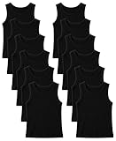 Andrew Scott Basics Boys' 12 Pack Color A-Shirt Sport Tank Top Undershirts (12 Pack- Black, Large)