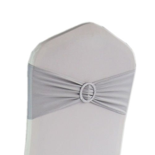 AKA 50PCS Elasticity Stretch Chair cover Band with Buckle Slider Sashes Bow Decor Wedding (Grey)
