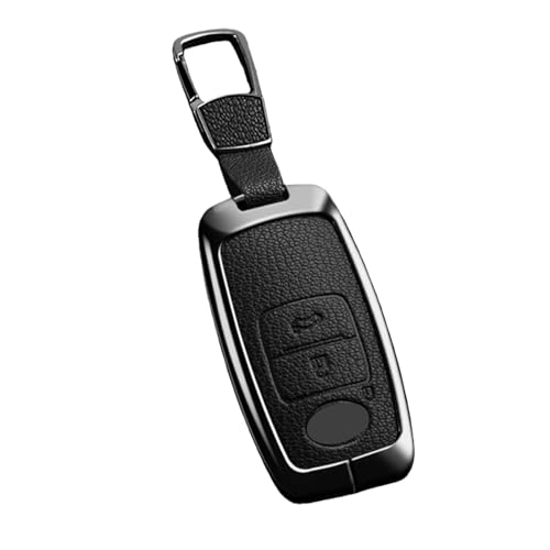 Goatskin Leather Car Remote Key Case Cover 1/2/3 Buttons Shell Compatible for Toyota Yaris Ativ/Raize/Veloz/Avanza/Rush Auto Accessories(10-Black Chain)