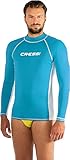 cressi rash guard man long sl, maglia elastica protettiva maniche lunghe uomo, acquamarina/bianco, s