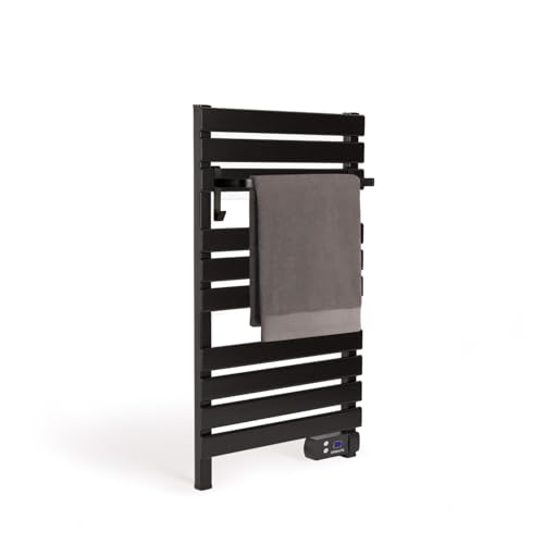 CREATE / Warm Towel 500W / Porte-Serviettes électrique Noir avec étagère 1 Barre / 96,9x5x55 cm/pour Sol ou Mur, minuteur, écran LCD, Basse consommation, temporisateur