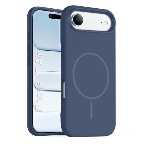 Image of iPhone 17 Air Silicone Magsafe Case | Shock Proof Design & Camera Protection | Premium Rubberised Apple iPhone 17 Air Cover (Microfiber Lining) | Magnetic Liquid Silicone - Navy Blue