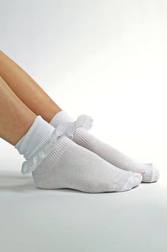 6 pairs of Girls Cotton Pretty white lace trim ankle socks3