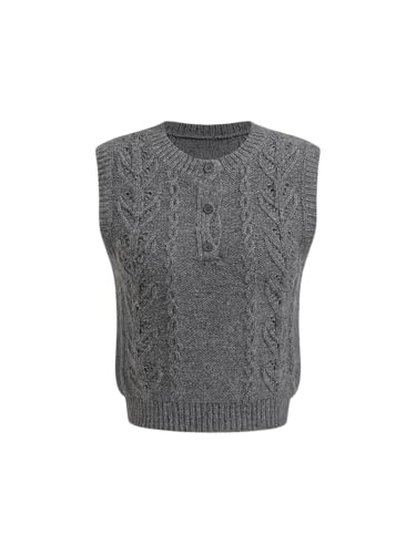 CIDER Womens Knitted Sweater Vest Sleeveless Button Down Cable Kn...