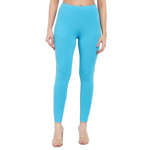 Image of ONE SKY Women Full Length Leggings | Cotton Modal Spandex Blend | High Waist Stretchable & Bio-Washed Fabric | Colour-Lock Technology | Comfortable Leggings for Women
