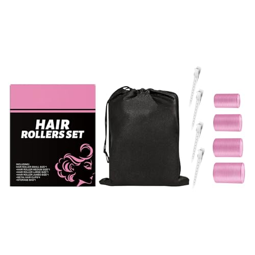 Rodillos para el cabello | Rodillos de pelo autoagarre, rizadores sin calor con clips para mujer, gruesos, finos, largos, de volumen medio, flequillo de viaje