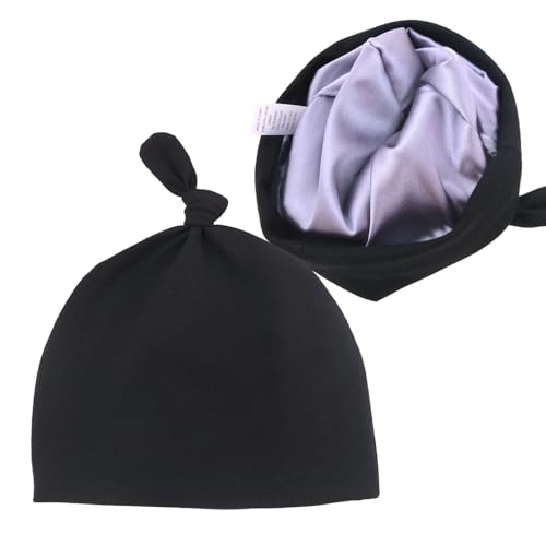 Image of Silky Satin Lined Newborn Hat Hair Care Knot Beanie Hats for Infant Baby Boys Girls Caps 0-6 Months