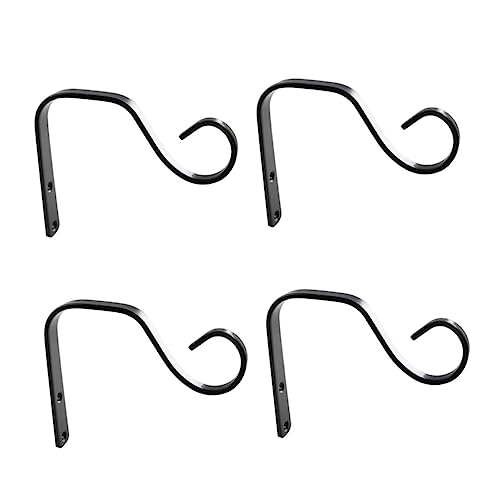 AKOOSY 4個 錆びにくいブラックコーティング鉄製壁掛けフック 風鈴 ランタン バードフィーダー対応 安定した壁面設置でガーデンやパティオ