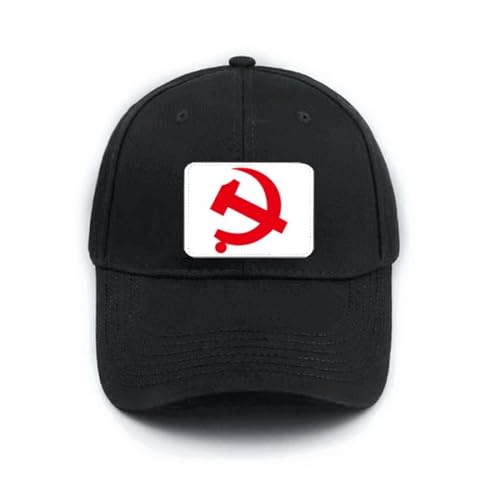 Casquette de baseball noire réglable à motif symbole rouge - Couvre-chef été décontracté