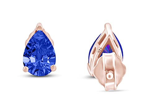 Pear Shape Stud Earrings In 14K Rose Gold Over Sterling Silver (2 Ct)3