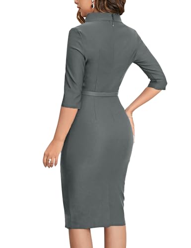 Image of MUXXN Women's 1950s Vintage 3 /4 Sleeve Elegant Collar Cocktail Evening Dress