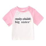 IZYJOY Big Sister Shirt Toddler Baby Girl Only Child Promoted to Big Sister Announcement Tshirt Sibling Reveal Tee Outfit(Light Pink-013,18-24Months(80))