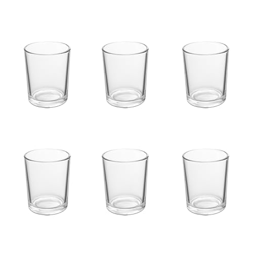BTGLLAS 6pcs Clear Glass Tea Light Holders - Votive Candle Holders Bulk for Weddings Events - Glass Votives for Wedding Centerpieces, Christmas, Thanksgiving - Candle Accessories Decor (6, Clear)