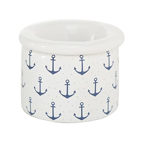 Seaside No.64 Aschenbecher mit Deckel Keramik Sturmaschenbecher Maritimes Design (Blau gepunktet Anker all over)