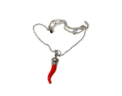 Italian Red Horn Necklace - Silver Cornicello Good Luck Pendant with Sterling Silver Chain4