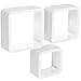 WOLTU RG9236ws Wandregal Cube CD Regal 3er Set Hängeregal Würfel, weiß