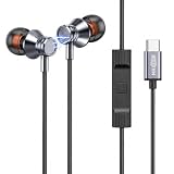 Cuffie USB C con Filo, Auricolari Type C Magnetici In-Ear con Microfono e Controllo, Suono Hi-Fi Stereo, Cuffiette USB-C per iPhone 17/16/15, Samsung Galaxy, Smartphone, Tablet (Grigio Titanio)