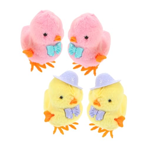 DIKACA 4 Piezas Pollo Mecánico Muñecos Relleno Peluche Juguetes Peluche Pollitos Terminan Juguetes Juguete para Juguete De Pollo Juguetes De Cuerda para Fiestas Felpa
