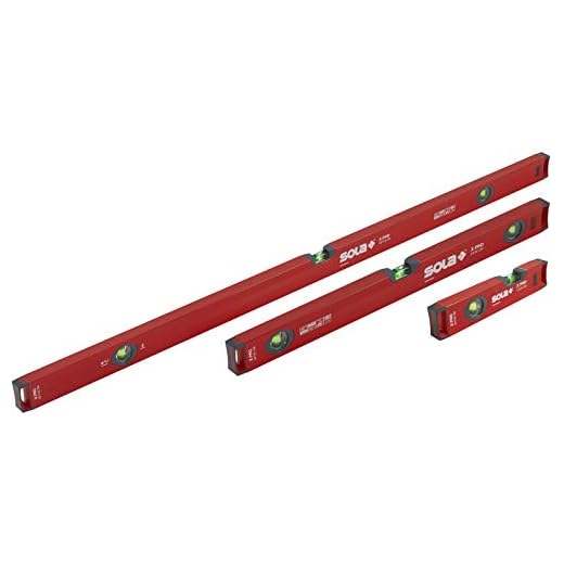 SOLA LSX482410 X PRO Aluminum Box Profile Spirit Level Set with 60% Magnified Vials, 10, 24 & 48-Inch , Red