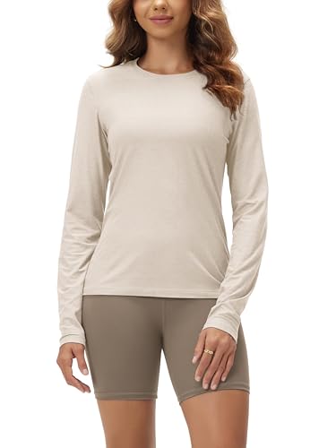Image of ODODOS Women's Long Sleeve T-Shirt - Ultra Soft odSTRATUM Tech Performance Top UPF 50+ Breathable Crew Neck Pullover