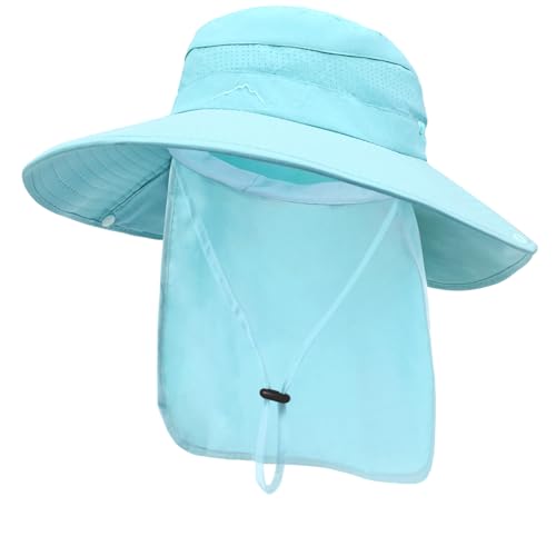 Image of Sun Hats for Men Women, UPF50+ Protection Safari Hat,Wide Brim Fishing Hat with Neck Flap,Bucket Hats for Beach Hiking